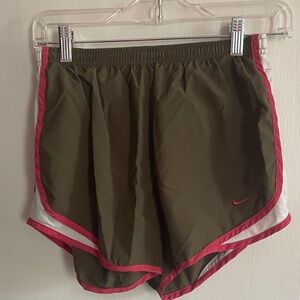 Nike Women's Green and Pink Athletic Shorts